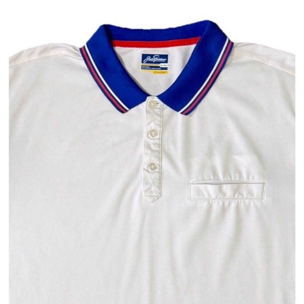 Jack Nicklaus STAYDRI Polo‎ Shirt Mens XL White Blue Red Golf Performance